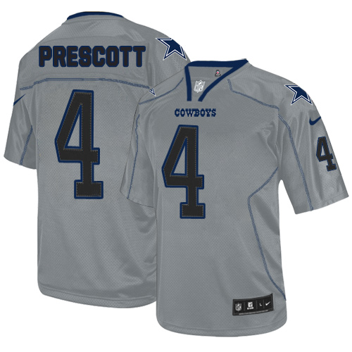 Men's Elite Dak Prescott Nike Jersey Lights Out Grey - #4 NFL Dallas Cowboys